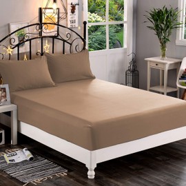 Elegant Comfort Premium Hotel Quality 1-Piece Fitted Sheet, Softest Quality Microfiber - Deep Pocket up to 16 inch, Wrinkle and Fade Resistant, Twin/Twin XL, Taupe