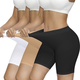 SIMIYA Slip Shorts for Women 3 Pack Comfortable Seamless Smooth High Waisted Boyshorts for Under Dresses Anti-Chafing Yoga Shorts