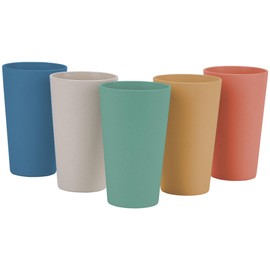 LuckyZone Wheat Straw Unbreakable Cup | 20 oz Reusable Water Drinking Glasses Sets of 5 | Lightweight Tumbler for Kitchen Outdoor | Dishwasher Safe, BPA Free and Eco friendly (20 oz, 5 Color_H)