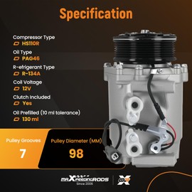 maXpeedingrods AC A/C Compressor w/Clutch for Honda CR-V 2.4L 2002 2003 2004 2005 2006 Replaces CO10663AC