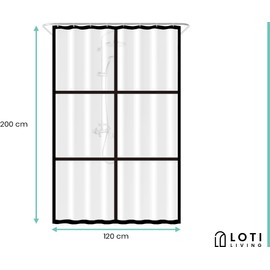 Loti Living Anti-Mould Shower Curtain 120 x 200 cm - Waterproof - Matt Transparent PEVA - Includes Rings - Transparent Shower Curtain Transparent - Shower Curtain Bath