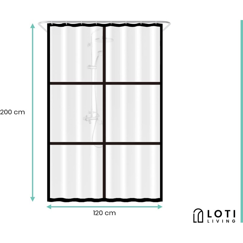 Loti Living Anti-Mould Shower Curtain 120 x 200 cm -