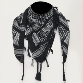 THE ART BOX 100% Cotton Military Mens Tactical Desert Arab Scarf For Men Face Mask Neck Bandana Shemagh Scarf Wrap Scarves Afghan Scarf (Black, 45 in x 45 in / 110 cm x 110 cm)