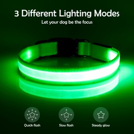 VIZPET LED Dog Collar, Light up Dog Collar Adjustable Safety Glowing Collar