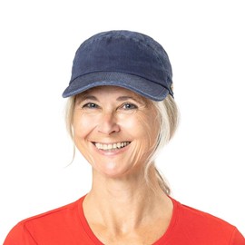 Mayser Marcelo UV Protection Fabric Cap Baseball Cap Sun Cap Summer Cap UV Protection Cap Women / Men - Made in the EU Metal Buckle with Peak Summer, blue