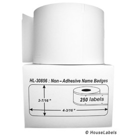 HOUSELABELS Compatible DYMO 30856 Badge Labels (2-7/16" x 4-3/16") Compatible with Rollo, DYMO LW Printers, 12 Rolls / 250 Labels per Roll