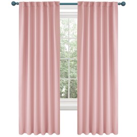 Deconovo Solid Back Tab and Rod Pocket Curtains - Thermal Insulated Blackout Window Curtains for Living Room, 52x84 Inch, Coral Pink, 2 Panels