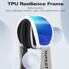 Supertrip Ski Goggles Women Men Snowboard Goggles for Glasses Wearers Adults Teenagers OTG UV Protection Compatible Helmet Anti Fog Ski Goggles Snowboard Goggles Spherical Mirrored