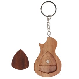 Eujgoov Wooden Plectrum Plectrum Plectrum Case Pick Box Key Ring Guitar Accessories for Guitar Bass Banjo Ukulele Mandolin
