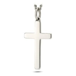 Shields of Strength Men's Stainless Steel Silver Perfect Cross Pendant Necklace John 19:30 Bible Verse Christian Faith Gifts Boys Confirmation Baptism