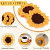 kilofly 6 pc Sunflower Crochet Coasters for Drinks 13cm 5"