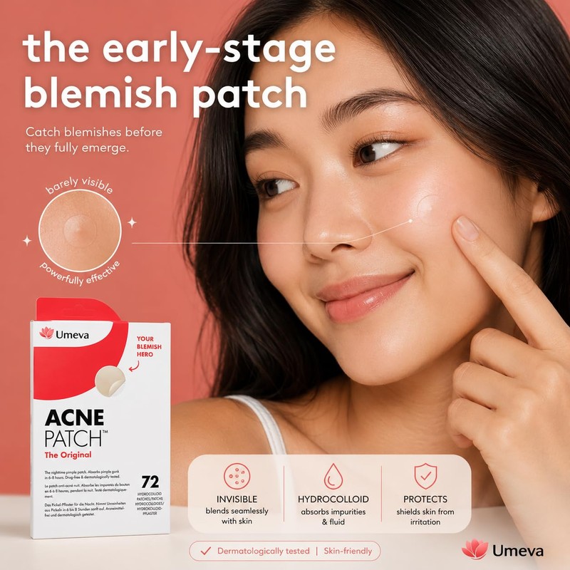 Umeva Acne Patch Hydrocolloid Pimple Patches (72 Count)