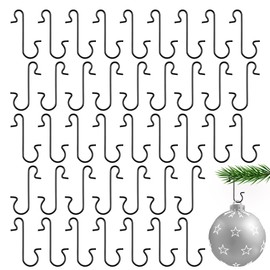 Yicelerate Christmas Bauble Hooks - 100 Pcs Black Christmas Ornament Hooks for Baubles,S Hooks,Easy to Use & Reusable,Perfect for Xmas Tree Decorations,Lights & Festive Decor,Mini ChristmasHook