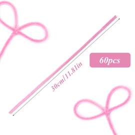 60 Pieces Pink Pipe Cleaners, Christmas Craft Pipe Cleaners,Pipe Cleaners Chenille Stem,Pipe Cleaners Bulk,Art Pipe Cleaners for Creative Home Decoration Supplies Arts and Crafts Project