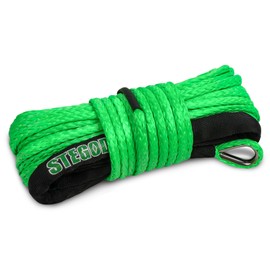 STEGODON Synthetic Winch Rope, 1/4'' x 50ft 10,000LBS Synthetic Winch Line 1/4 Winch Cable Replacement Synthetic Rope for 4WD Off Road Vehicle ATV UTV (Green)