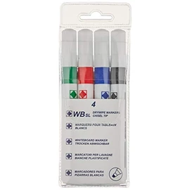 Whitebox White Chisel Assorted Pack of 4 Whiteboard Markers
