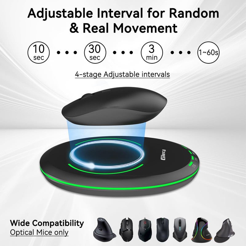 Giecy Ultra Slim Undetectable Mouse Mover, Mouse Jiggler with Adjustable