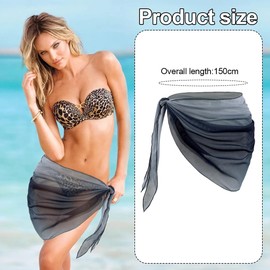 VURYAPI Beach Skirt Beach Wrap Sarong Women's Wrap Chiffon Beach Skirt Short Bikini Skirt for Beach Holiday Beach Dress (Black)