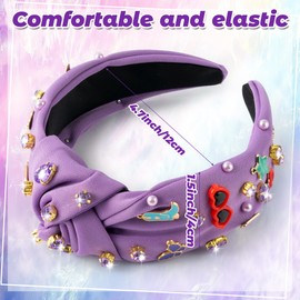 PANTIDE Music Jeweled Knotted Headband - Singer Fans Gift Butterfly Sunglassses Rhinestone Crystal Embellished Headband Fashion Hair Accessories Birthday Back To School Gift for Women Girls (Purple)