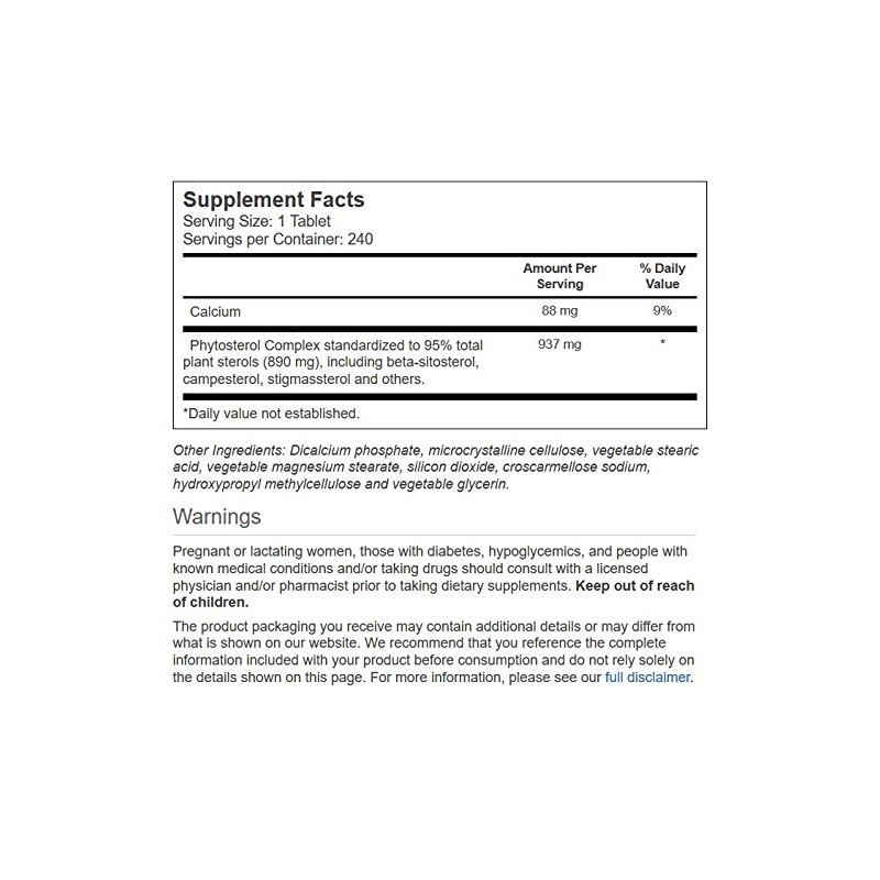 Vitacost Synergy Phytosterol Complex with Beta-sitosterol -- 240 Tablets