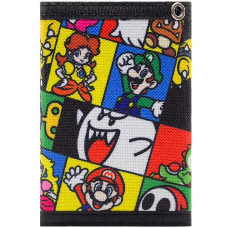 Mario Party Checked Retro Characters Multicoloured Wallet Purse, multicoloured, Tri-Fold