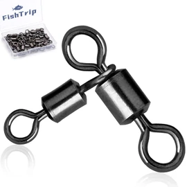 FishTrip 3 Way Swivel Fishing Tackle - 50pcs Black T-Turn Three Way Swivels Heavy Duty Saltwater for Catfish Rigs(4/0 * 3/0)