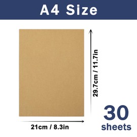 Meiikun 30 Sheets Brown Kraft Cardstock, A4 Card Stock 250 GSM, 92 lb Thick Paper 210 mm x 297 mm, Blank Heavy Cardstock Paper for Invitations, Menus, Greeting Cards Making, Printer