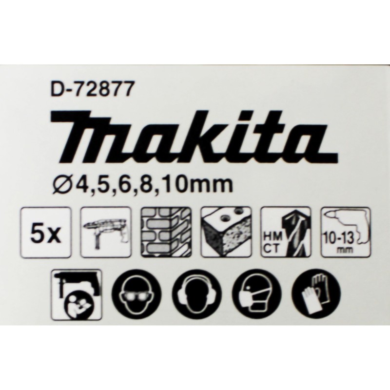 Makita D-72877 TCT Drill Bit Set 5 Piece Straight