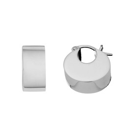 Silverly Women's 925 Sterling Silver Small Chunky Thick Moon C-Shape Square Tube Hoop Earrings