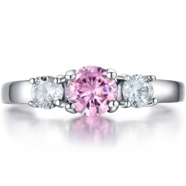 AILAAILA Kids Rings for Girls Birthstone Rings Size 1 2 3 4 Birthday Gifts Stainless Steel Jewelry Pink Diamond Rings for Women October Size 4