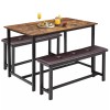 Jojoka Dining Set Table and 2 Upholstered Bench Wood Top