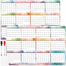2025-2026 Wall Calendar Large XL, 80 x 122 cm - Runs from January 2025 Until December 2026, Wet & Dry Erasable Laminated 24 Month Calendar Planner, Reversible, Horizontal/Vertical with 2 Erasable Pens