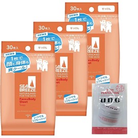 SEABREEZE Face & Body Sheet, Soap, 30 Sheets x 3 Packs + Bonus