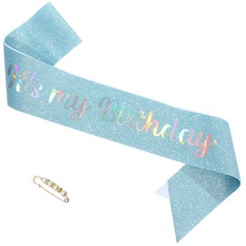 ZHBDPaty "It's my Brithday Birthday Girl Sash Blue with Pearl Safety Pin Party Favors For Girl Women