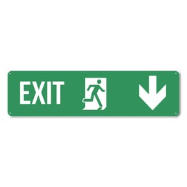 Down Arrow Green Exit Sign - 16 x 4 Inch PVC Fire Safety Sign - Premium PVC Sign For Workplace Warehouse Jobsite OSHA Regulation - Weather Proof Fade Resistant - Made In USA - PVC0302