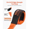 Triple Reinforced 3-Inch 8-Foot Recovery Tow Strap 36,000 Lbs Break