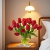Nature’s Mimic 20pcs red Faux Silk Tulips Flowers Fake Flowers