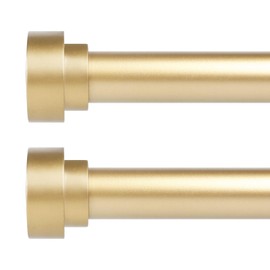 HEI! DEAR 2 Pack Gold Curtain Rods 72 to 144 Inch(6-12ft),1 Inch Heavy Duty Adjustable Curtain Rod for Windows 66 to 120 Inch,Modern Decorative Drapery Poles,Gold