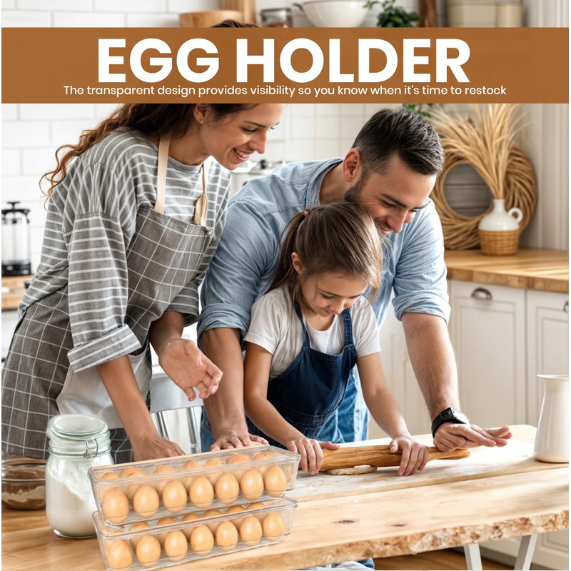 Utopia Home Egg Container With Lid and Handle for Refrigerator