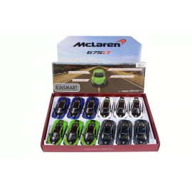 Kinsmart MCLAREN 675LT W/PRINTS DIECAST CAR BOX OF 12 1/36 SCALE DIECAST CARS, ASSORTED