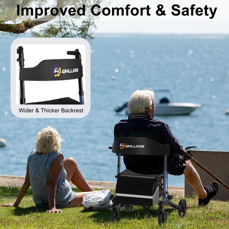 Rollator Walkers for Seniors with Seat, No Assembly Foldable 8"
