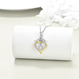 YFN Sterling Silver Angel Necklace Infinity Love Angel Heart Pendant Necklace Guardian Angle Communion Gifts for Women