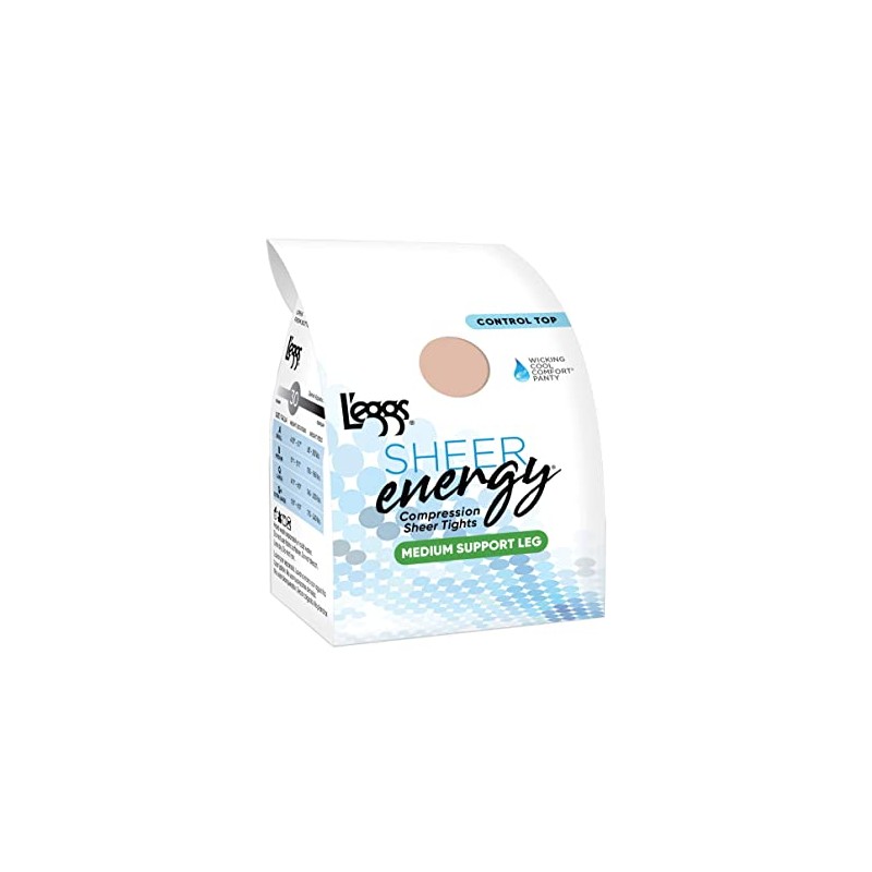 L'eggs Women's Sheer Energy Control Top Sheer Toe Run-Resist Support
