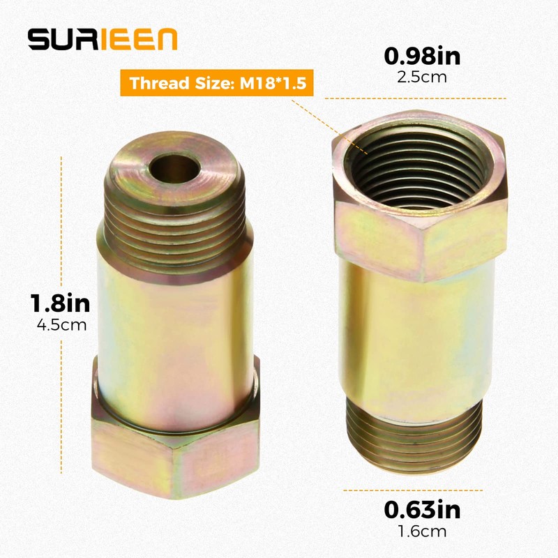 M18*1.5 Check Engine Light Eliminator Adapter, O2 Oxygen Sensor Spacer