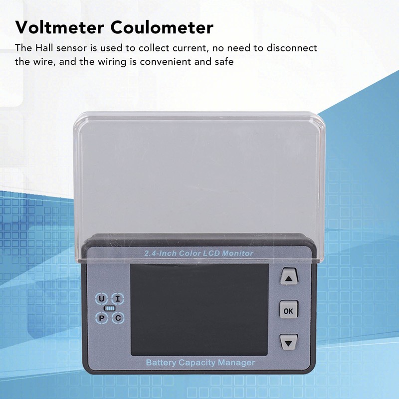 Voltmeter Coulometer Wireless Battery Capacity Manager Monitor with 2.4in Color
