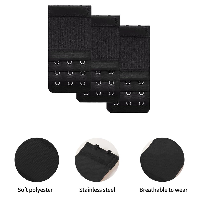 FUZVOL 3 PCS Bra Extenders,3 Hooks×3 Rows Girls Bra Extender