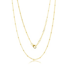 MAX + STONE 10K Yellow Beaded Gold Chain Necklace for Women | Hypoallergenic Gold Necklace for Women with Sensitive Skin | Gold Chain Necklace with 16"- 18" Adjustable Chain