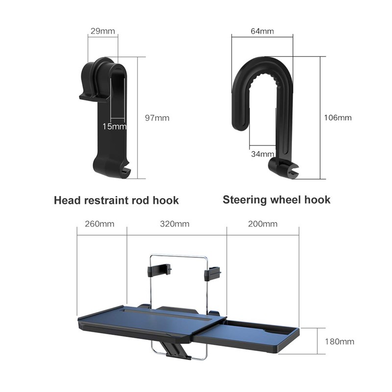 Xergur 2 in 1 Car Steering Wheel Tray/Back Seat Headrest