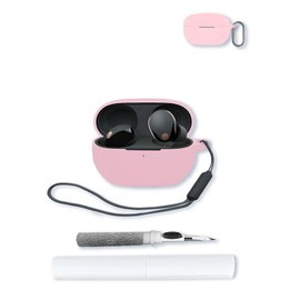 Case for Sony WF-1000XM5 Wf Xm5 Wireless Noise Cancelling Earbud,Soft Protective,BOVUGAC Silicone Case Cover with Keychain & Cleaning Kit & Lanyard for Sony Wf Xm5 Earbuds-Pink