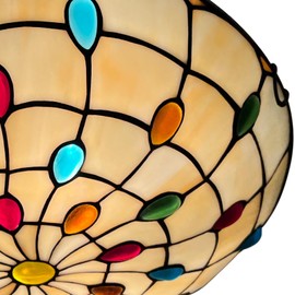 ARTZONE Tiffany Ceiling Lights, Stained Glass Ceiling Light 3-Lights 16 Inch Tiffany Flush Mount Ceiling Light for Bedroom Dining Living Room Entryway Foyer